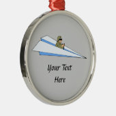 Funny Paper Airplane Pilot Metalen Ornament (Rechts)