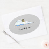 Funny Paper Airplane Pilot Ovale Sticker (Envelop)