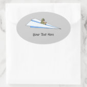 Funny Paper Airplane Pilot Ovale Sticker (Tas)