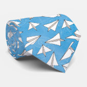 Funny Paper Airplanes over Blue Novelty Pattern Stropdas (Opgerold)