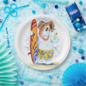 Funny Paper Borden Summer Party Snowman Surfer Papieren Bordje (Feest)
