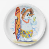Funny Paper Borden Summer Party Snowman Surfer Papieren Bordje (Voorkant)