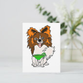 Funny Papillon Dog Drink Margarita Cartoon Briefkaart (Staand voorkant)
