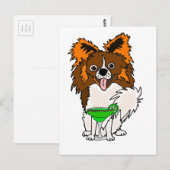 Funny Papillon Dog Drink Margarita Cartoon Briefkaart (Voorkant / Achterkant)