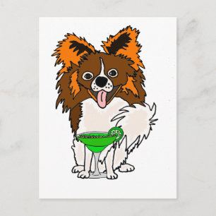 Funny Papillon Dog Drink Margarita Cartoon Briefkaart