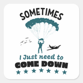 Funny Parachutist komt op Skydive Vierkante Sticker