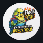 Funny parakeet "Flock you" Annoying bird design Grote Klok<br><div class="desc">Funny parakeet humor design featuring a colorful bird with attitude. Perfect for bird lovers, parakeet owners, and anyone who enjoys sarcastic animal humor.</div>