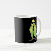 Funny Parakeet Wearing Sunglasses Playing Clarinet Koffiemok (Voorkant rechts)