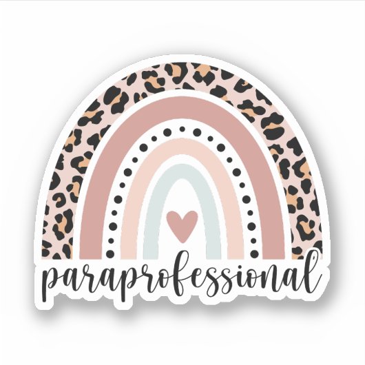 Funny Paraprofessional Gift, Para Teacher Rainbow Sticker (Voorkant)