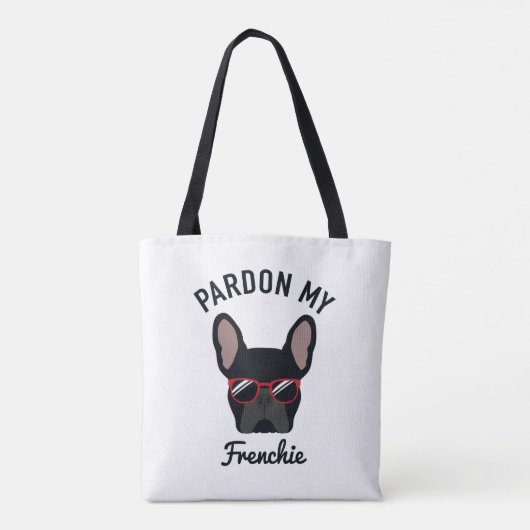 Funny Pardon my Frenchie Black Bulldog Tote Bag (Achterkant)