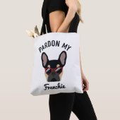 Funny Pardon my Frenchie Black Tan French Bulldog Tote Bag (Dichtbij)