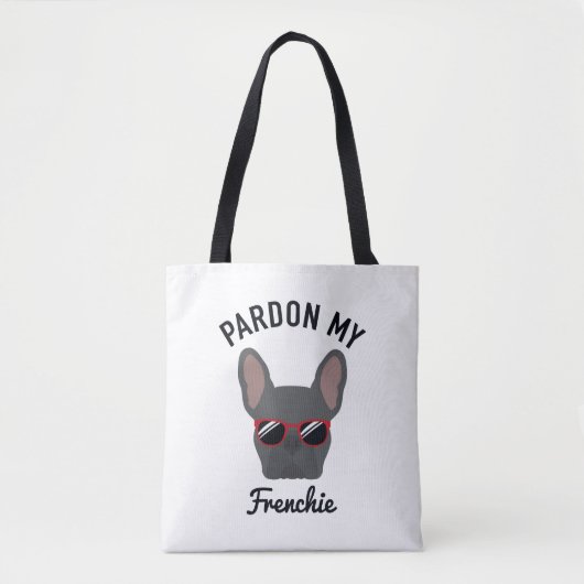 Funny Pardon my Frenchie Blue French Bulldog Tote Bag (Voorkant)