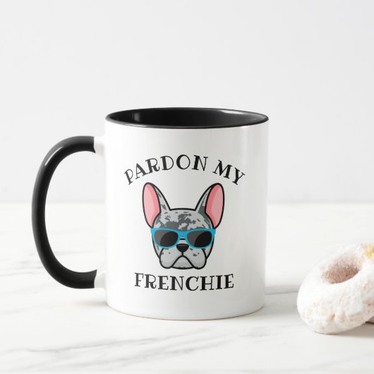 Funny Pardon my Frenchie Blue Merle French Bulldog Mok (Met donut)