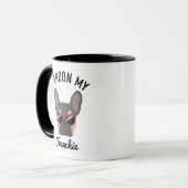 Funny Pardon my Frenchie Blue Tan French Bulldog Mok (Voorkant links)