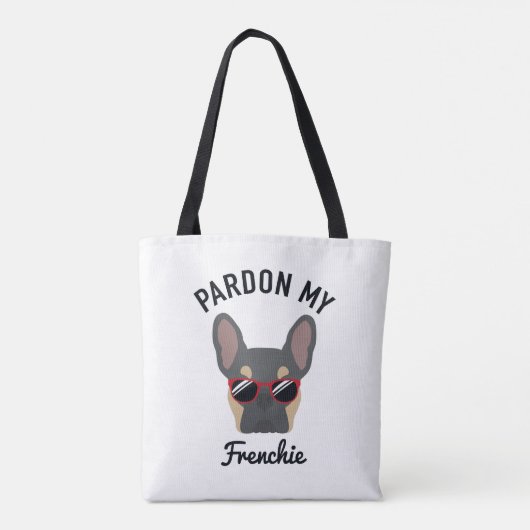Funny Pardon my Frenchie Blue Tan French Bulldog Tote Bag (Achterkant)
