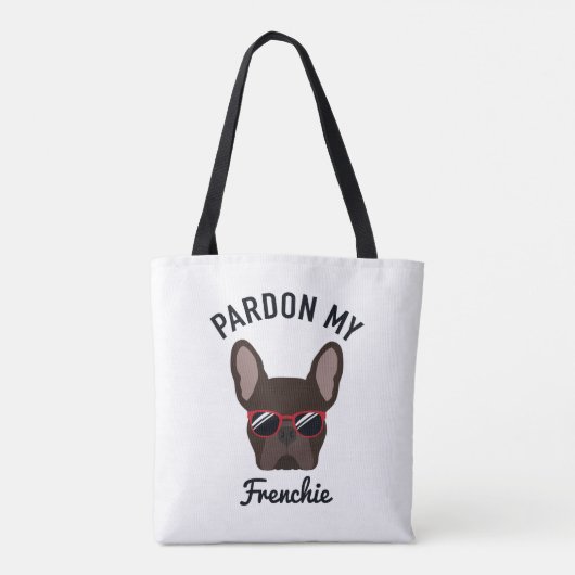Funny Pardon my Frenchie Brown French Bulldog Tote Bag (Achterkant)