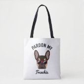Funny Pardon my Frenchie Brown Tan French Bulldog Tote Bag (Voorkant)