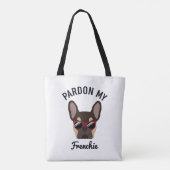 Funny Pardon my Frenchie Brown Tan French Bulldog Tote Bag (Achterkant)