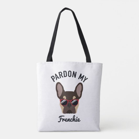 Funny Pardon my Frenchie Brown Tan French Bulldog Tote Bag (Achterkant)