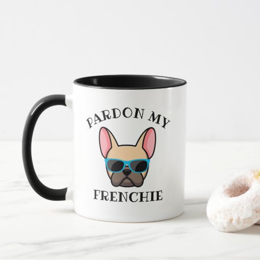 Funny Pardon my Frenchie Light Fawn French Bulldog Mok (Met donut)