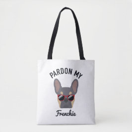 Funny Pardon my Frenchie Lila Tan French Bulldog Tote Bag
