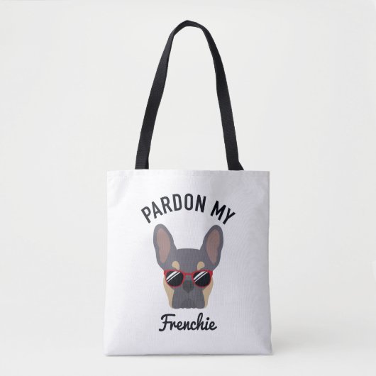 Funny Pardon my Frenchie Lila Tan French Bulldog Tote Bag (Voorkant)