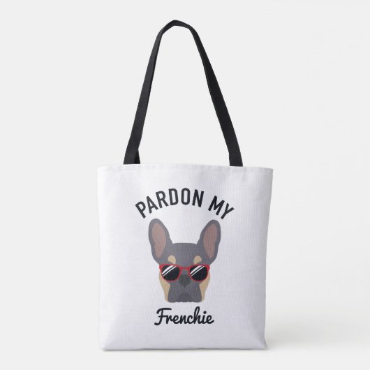 Funny Pardon my Frenchie Lila Tan French Bulldog Tote Bag (Achterkant)