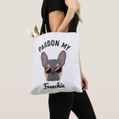 Funny Pardon my Frenchie Lila Tan French Bulldog Tote Bag (Dichtbij)