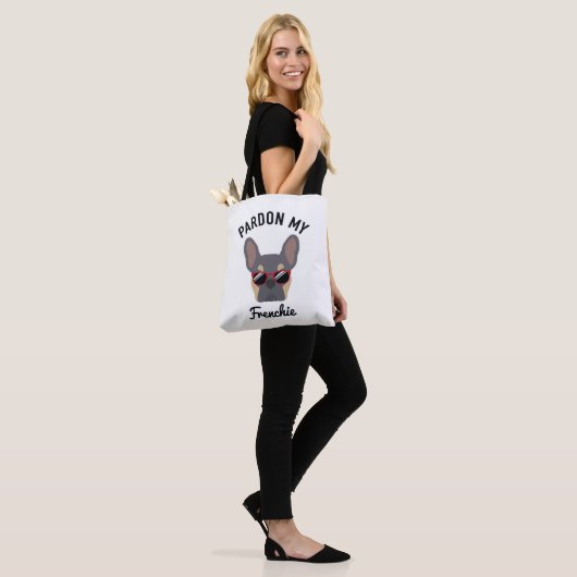 Funny Pardon my Frenchie Lila Tan French Bulldog Tote Bag (Op model)