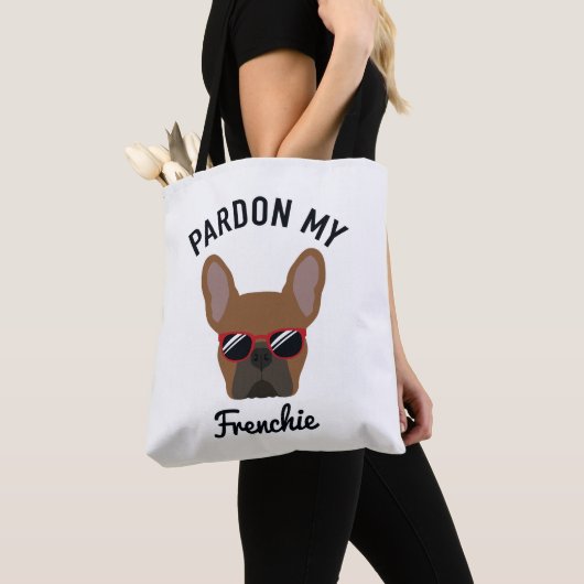Funny Pardon my Frenchie Red Fawn Bulldog Tote Bag (Dichtbij)