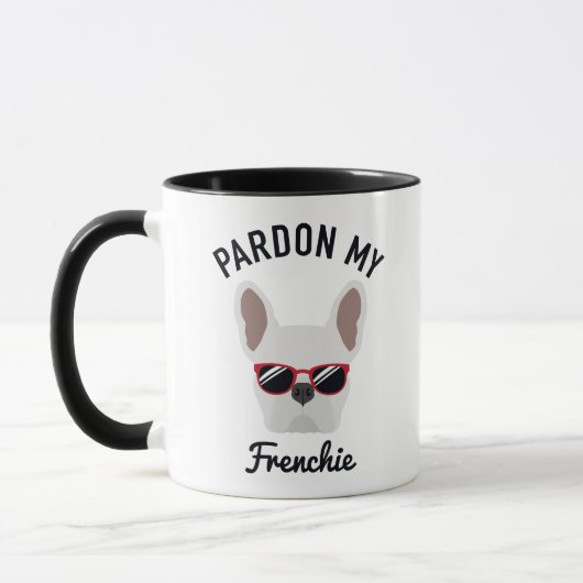 Funny Pardon my Frenchie White Bulldog Mok (Links)