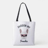 Funny Pardon my Frenchie White Bulldog Tote Bag (Achterkant)