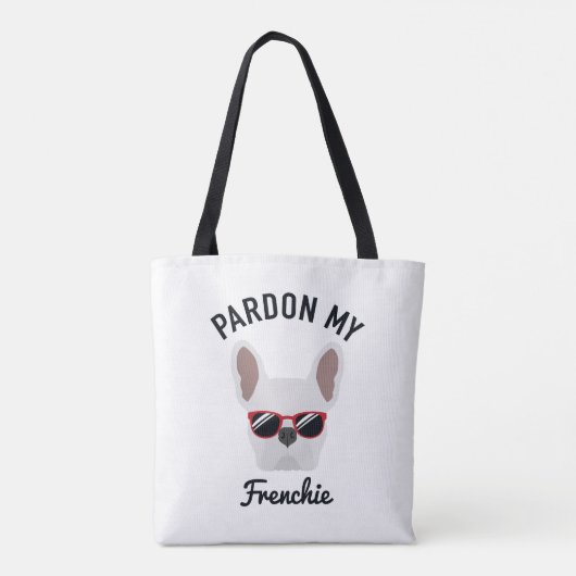 Funny Pardon my Frenchie White Bulldog Tote Bag (Achterkant)