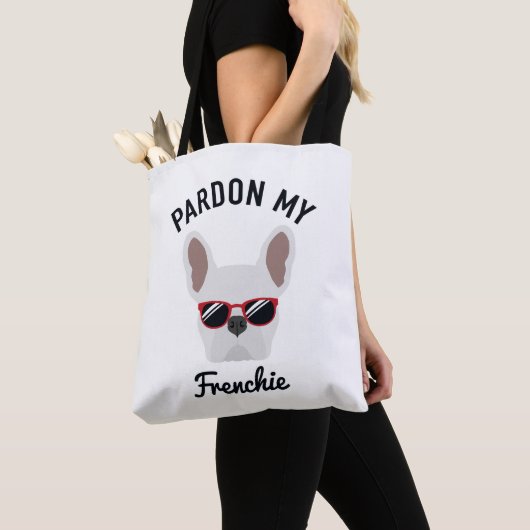 Funny Pardon my Frenchie White Bulldog Tote Bag (Dichtbij)