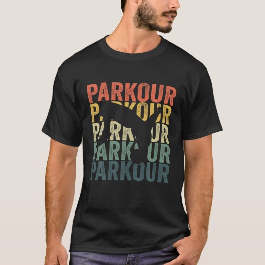 Funny Parkour Retro Silhouette  Style Desig T-shirt (Voorkant)