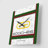 Funny Parody Fake Brand "Goochee" (Ja, het is nep) Vierkante Klok (Hoek)