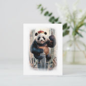 Funny Parody Panda Movie Character on a White Feestdagenkaart (Staand voorkant)