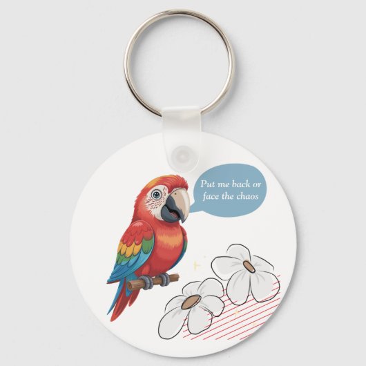Funny Parrot Acryl Sleutelhanger – Aangepaste teks (Voorkant)
