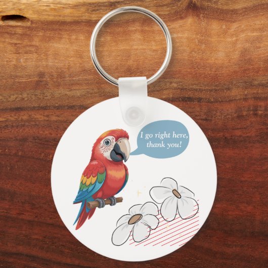 Funny Parrot Acryl Sleutelhanger – Aangepaste teks (Achterkant)