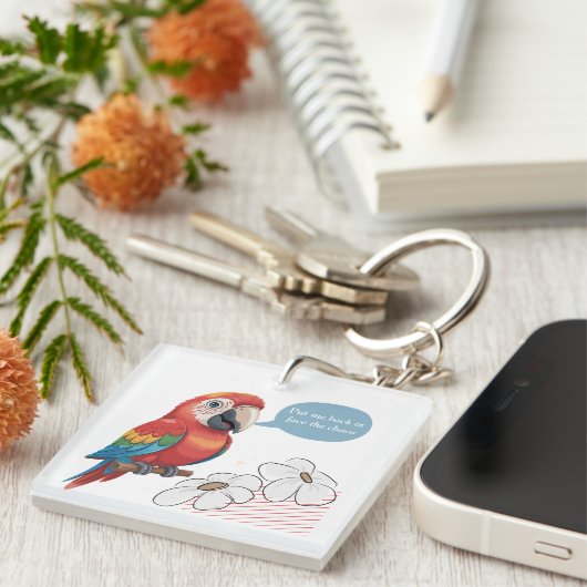 Funny Parrot Acrylic Keychain – Custom Text & Imag (Voorkant Rechts)