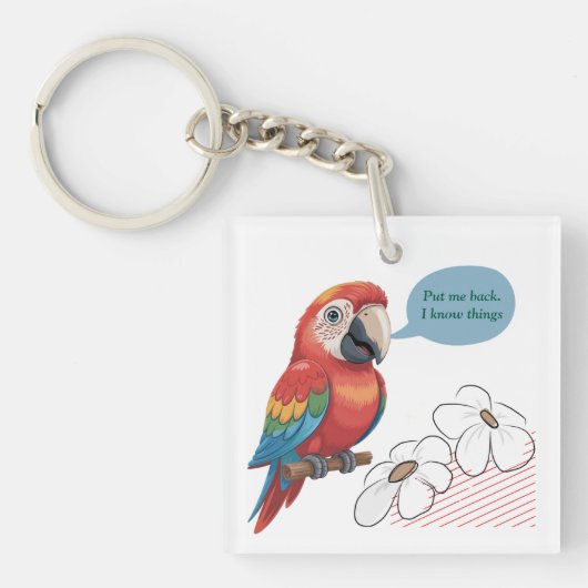 Funny Parrot Acrylic Keychain – Custom Text & Imag (Voorkant)
