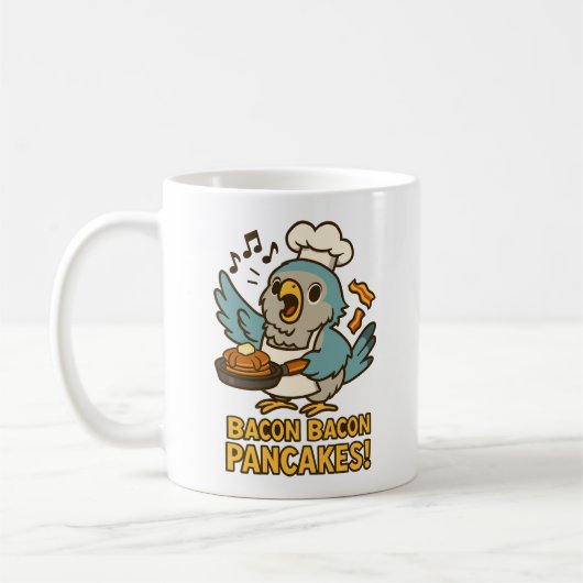 Funny Parrot Bacon Pancake Chef Schattige Quaker B Koffiemok (Links)