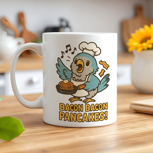 Funny Parrot Bacon Pancake Chef Schattige Quaker B Koffiemok