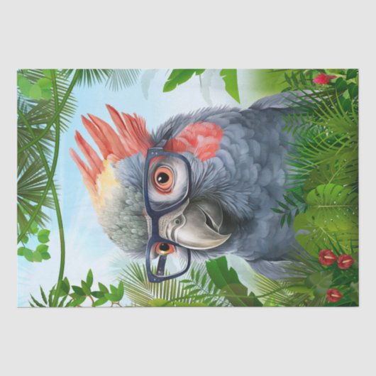 Funny Parrot Bird Wearing Glasses Tissuepapier (Voorkant)
