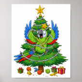 Funny Parrot Christmas Tree Lights Kids Mens Women Poster (Voorkant)