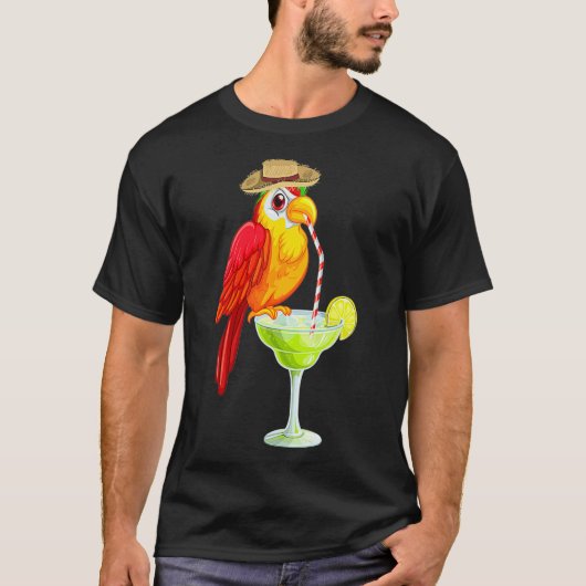 Funny Parrot Drink gevaccineerde vogels van Margar T-shirt (Voorkant)