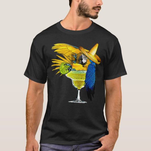 Funny Parrot Drink glas in Margarita T-shirt (Voorkant)