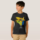 Funny Parrot in Margarita Drink tropisch glas T-shirt (Voorkant volledig)