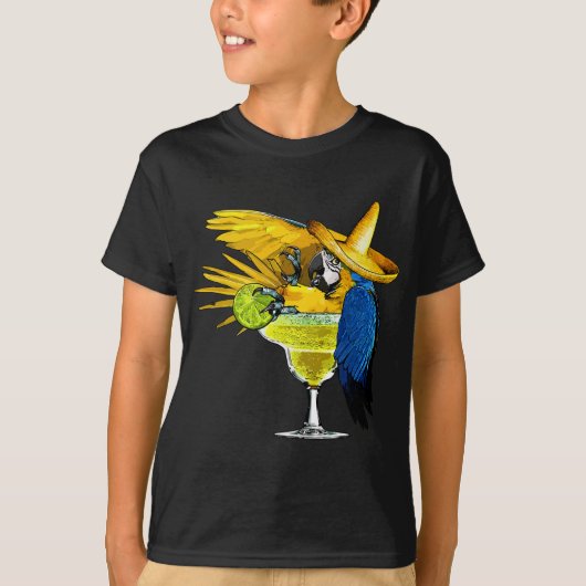 Funny Parrot in Margarita Drink tropisch glas T-shirt (Voorkant)