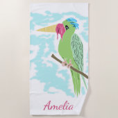 Funny Parrot met ijsje Teken Strandlaken (Voorkant)